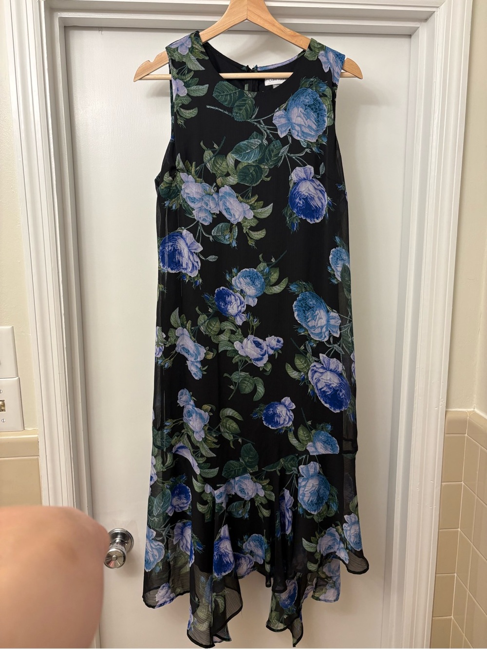 Calvin Klein Black Floral Midi Flowy Dress - 12